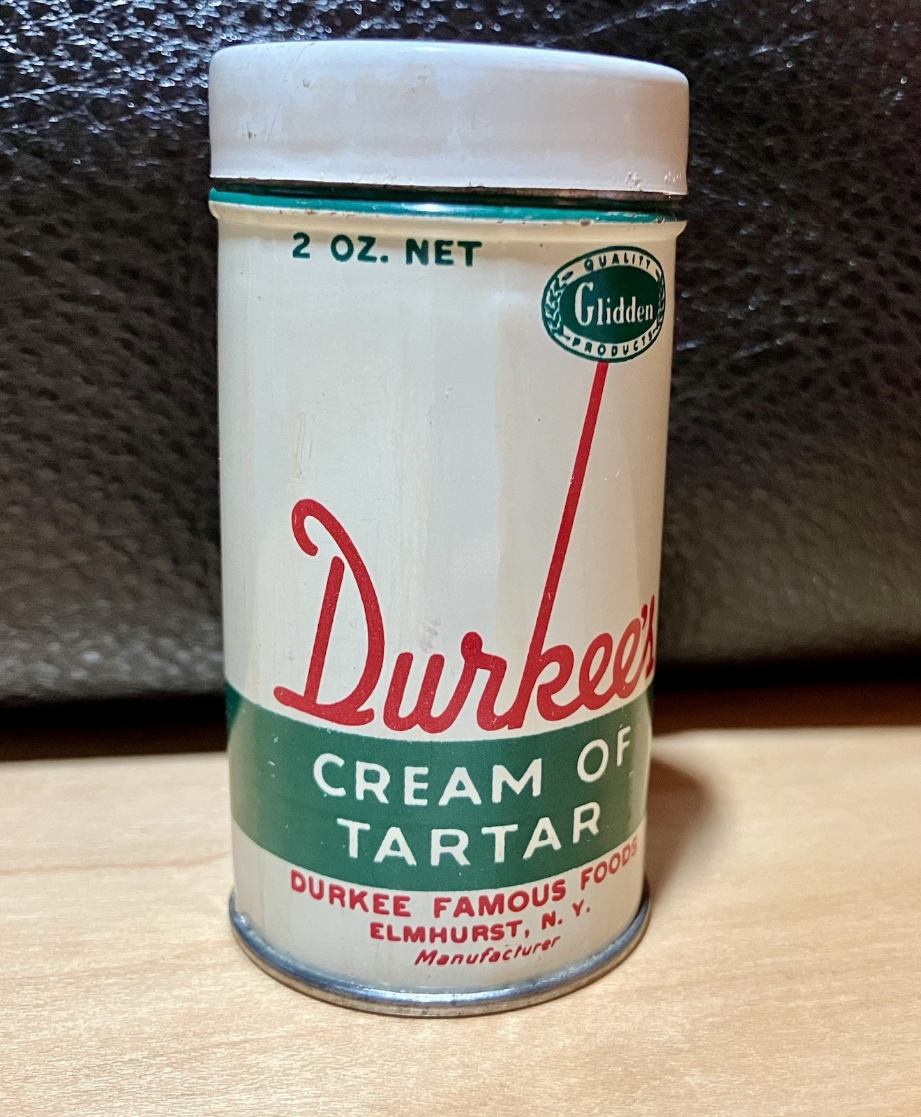 EUC VTG Durkee’s Cream of Tartar Circular Litho Tin 1930-40’s~No Rust-NEW YORK