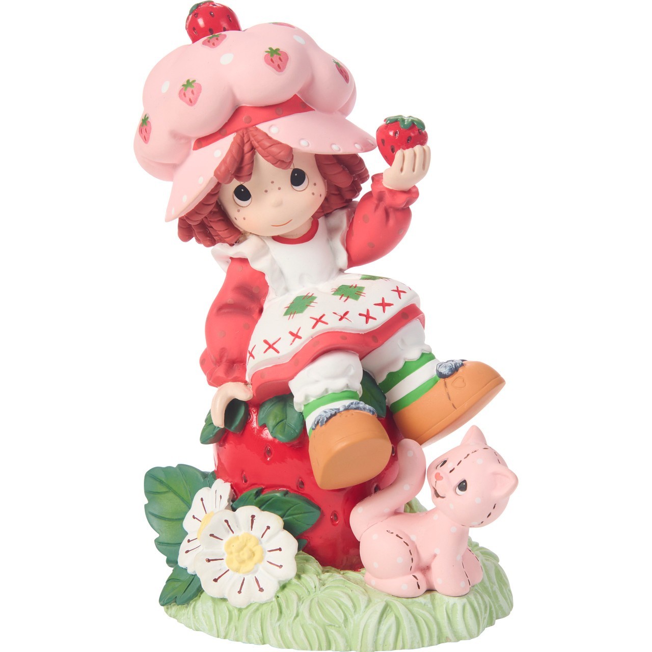 ❦ New PRECIOUS MOMENTS Figurine STRAWBERRY SHORTCAKE Pink Custard Cat Flower Art ❦ New PRECIOUS MOMENTS Figurine STRAWBERRY SHORTCAKE Pink Custard Cat Flower Art