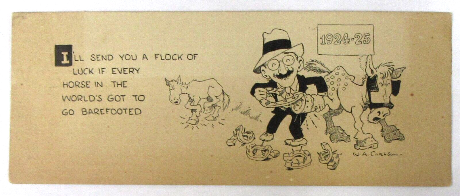 rare 1924-25 cartoonist W.A. CARLSON (The Nebbs) personal Christmas Card