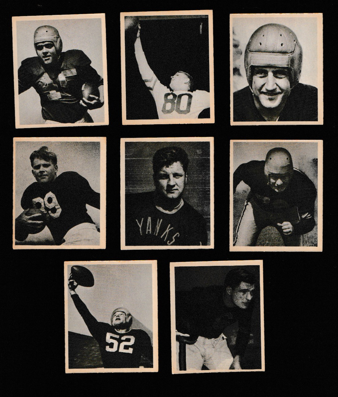1948 BOWMAN FOOTBALL 9 CARD LOT SET STARTER HIGH GRADE NO DUPES EX - NR MT