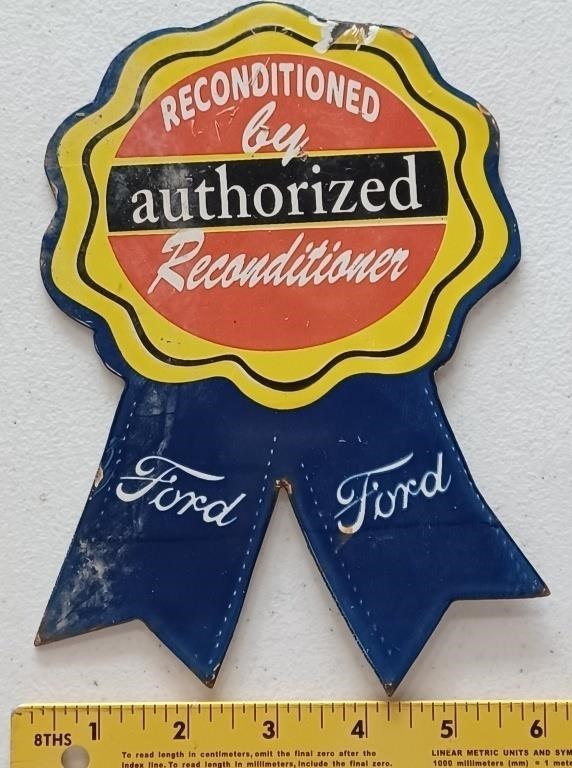 Rare Vintage Ford Authorized Reconditioner Dealer Porcelain Enamel Sign 8 Rare Vintage Ford Authorized Reconditioner Dealer Porcelain Enamel Sign 8