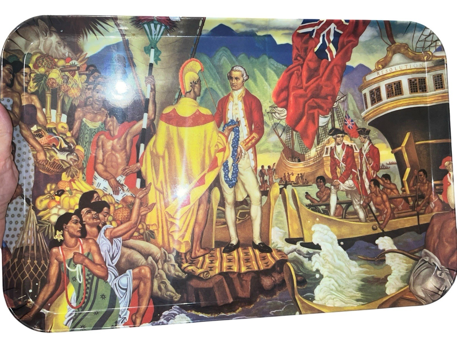 Vtg Pac Coasters Hawaii Capt Cook Melamine Tray Eugene Savage 17 1/2 x 12 Vtg Pac Coasters Hawaii Capt Cook Melamine Tray Eugene Savage 17 1/2 x 12