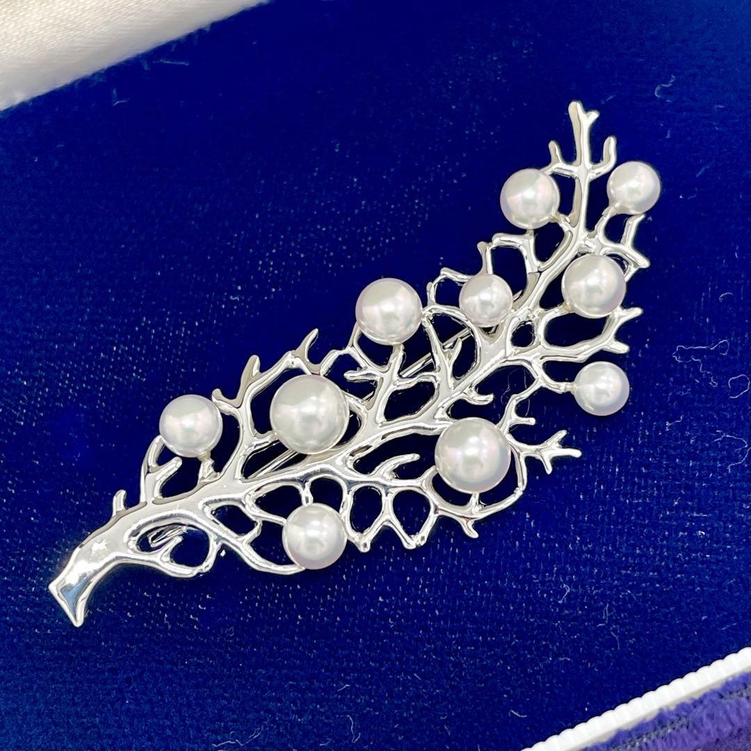[EX] Mikimoto Pearl Brooch Coral 10 Beads Royal