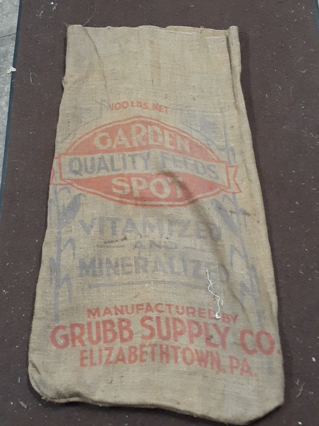 Vintage Burlap Feed Sack Garden Spot Quality Feeds 100lb Sack Vintage Burlap Feed Sack Garden Spot Quality Feeds 100lb Sack