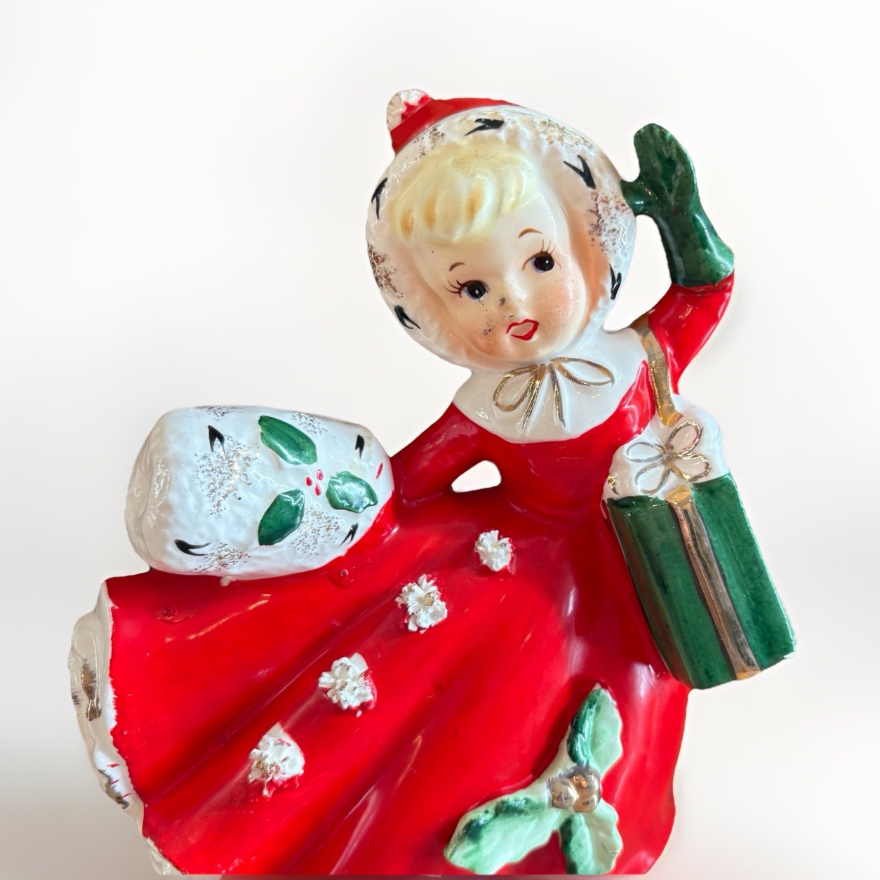 Vtg RELPO Ceramic Figurine CHRISTMAS Girl 7