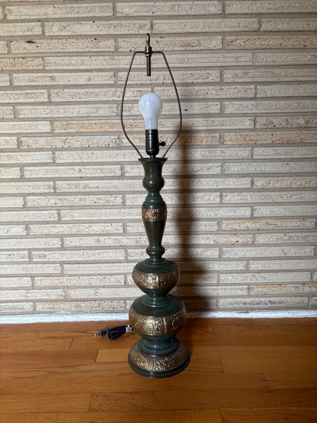 Vintage 1960s Japanese Brass Verdigris Table Lamp, Newly Re-Wired Vintage 1960s Japanese Brass Verdigris Table Lamp, Newly Re-Wired