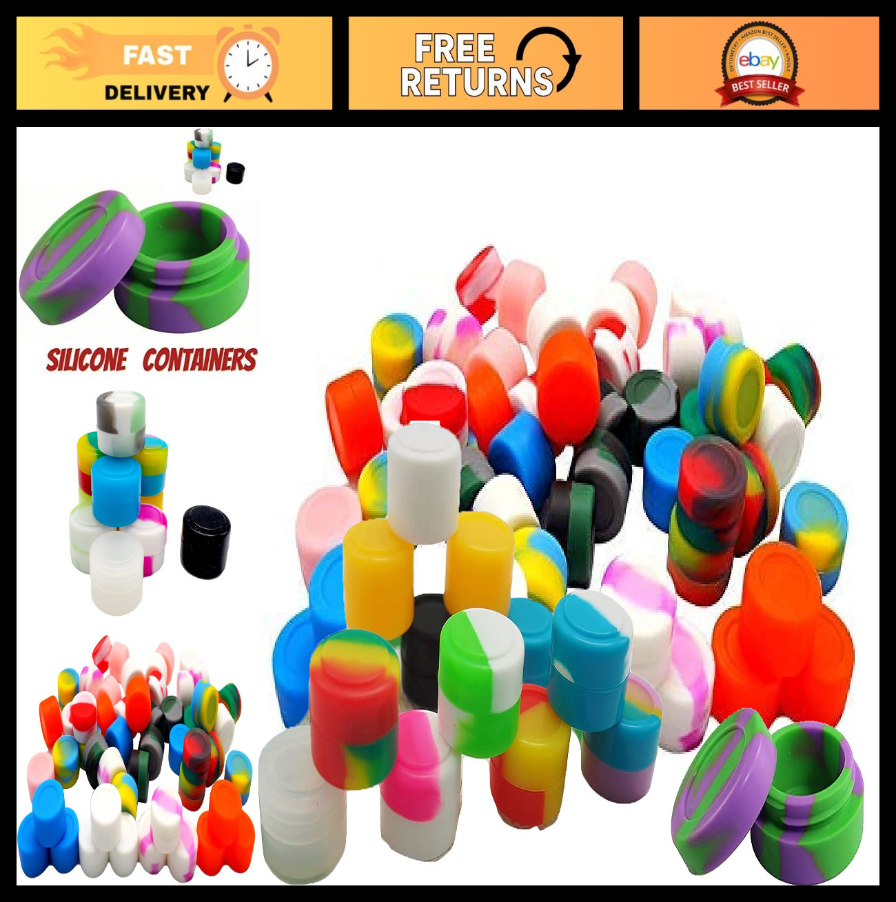 100Pcs 5ML Silicone Non-Stick Containers - Multi-Use Reusable Oil Storage Jars