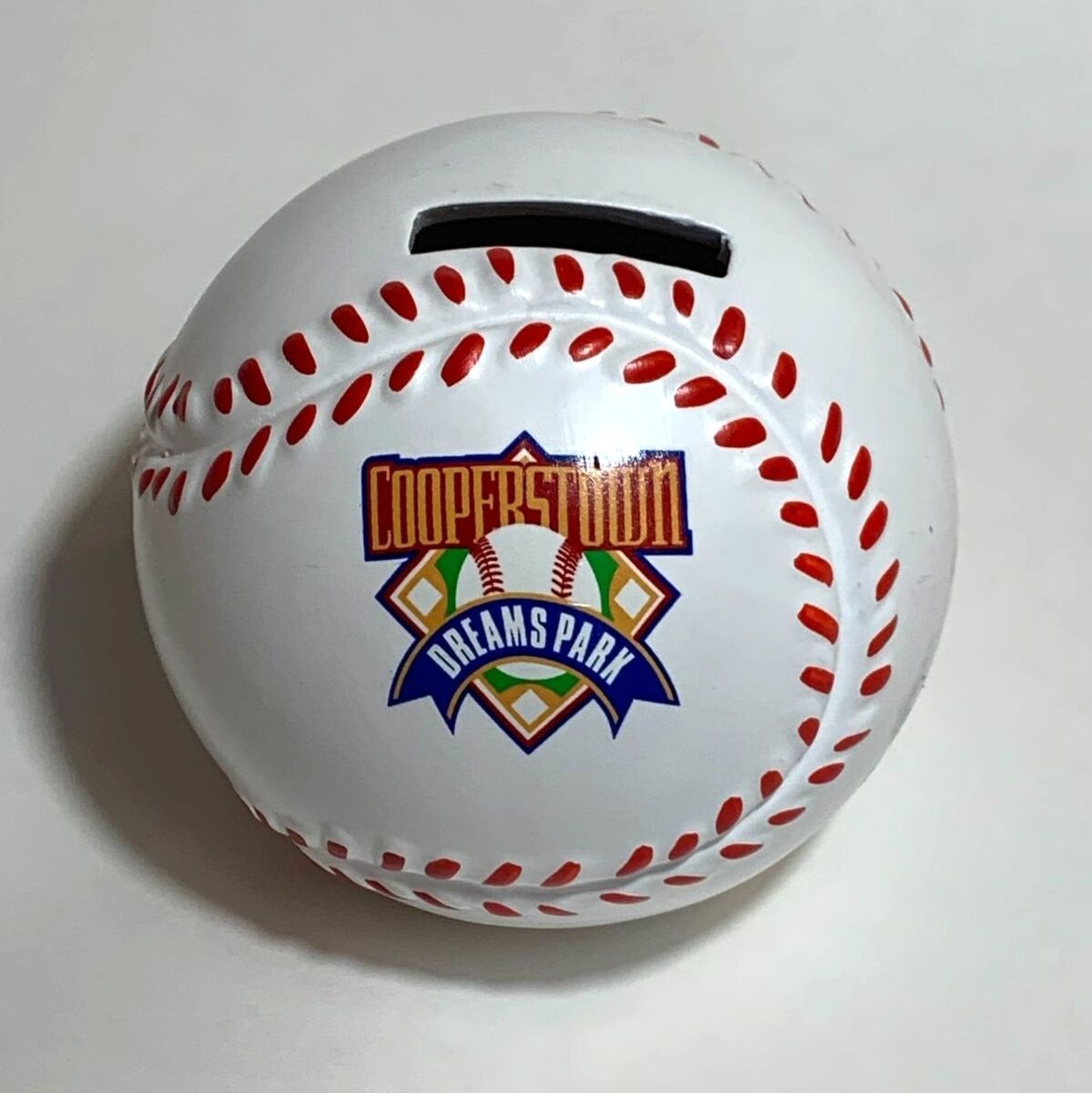 Cooperstown Dreams Park Piggy Money Bank Ceramic Coin White Baseball 4\