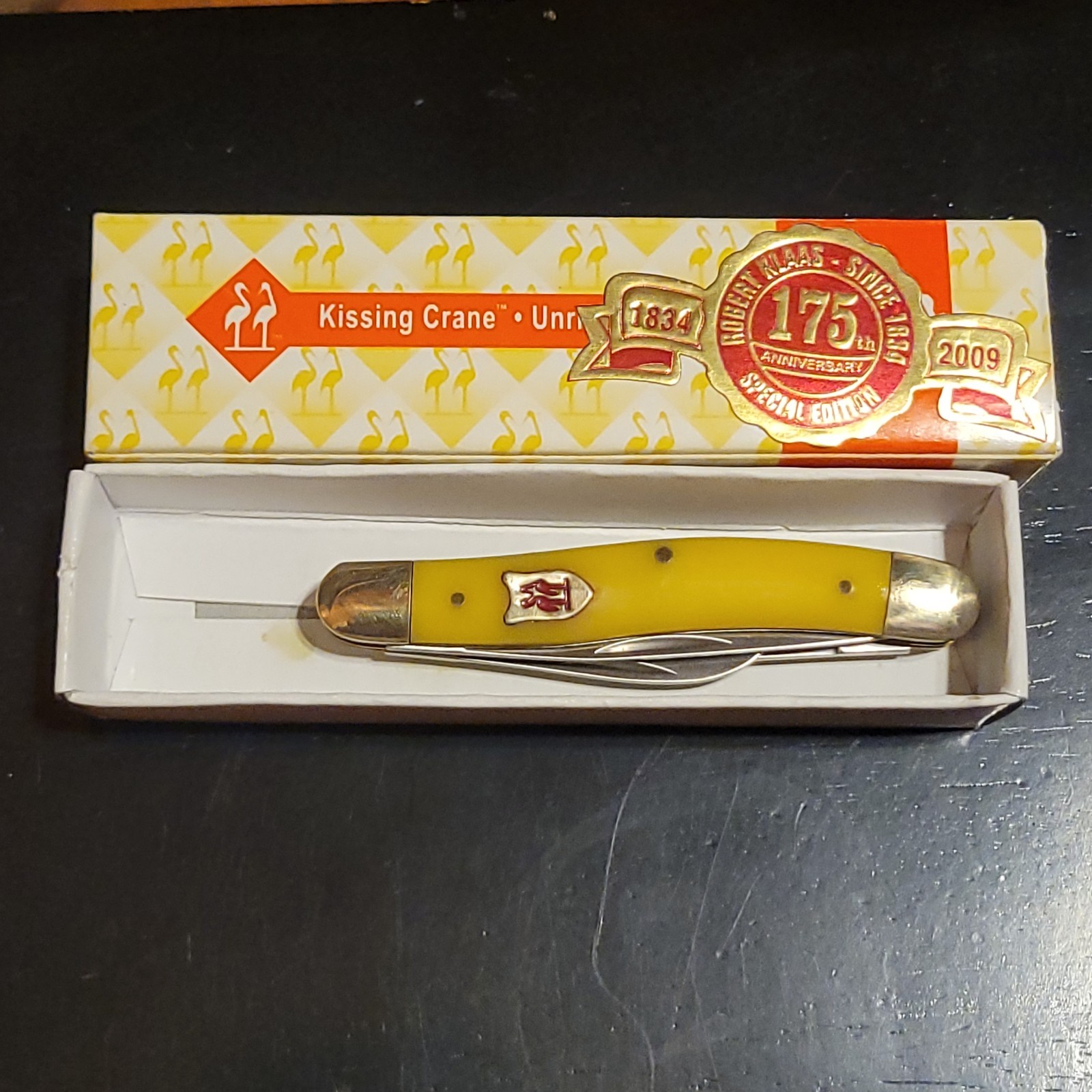 Vintage Robt Klaas 175TH Anniversary Kissing Crane Three Blade knife #KC3328