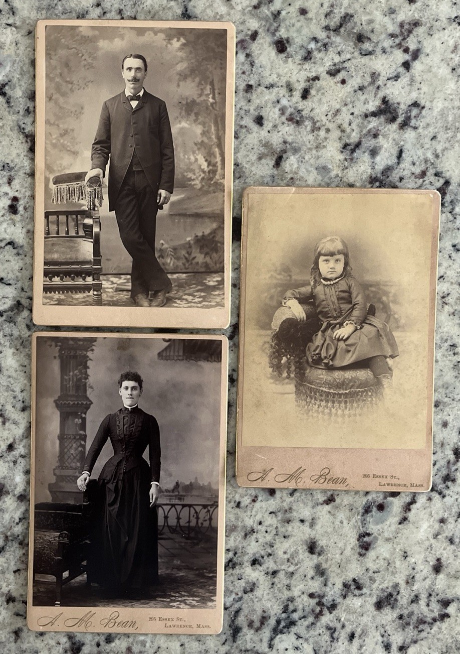 3 CDV Photo Lot Lawrence MA Cabinet Card Sepia Antique Victorian Family AM Bean 3 CDV Photo Lot Lawrence MA Cabinet Card Sepia Antique Victorian Family AM Bean