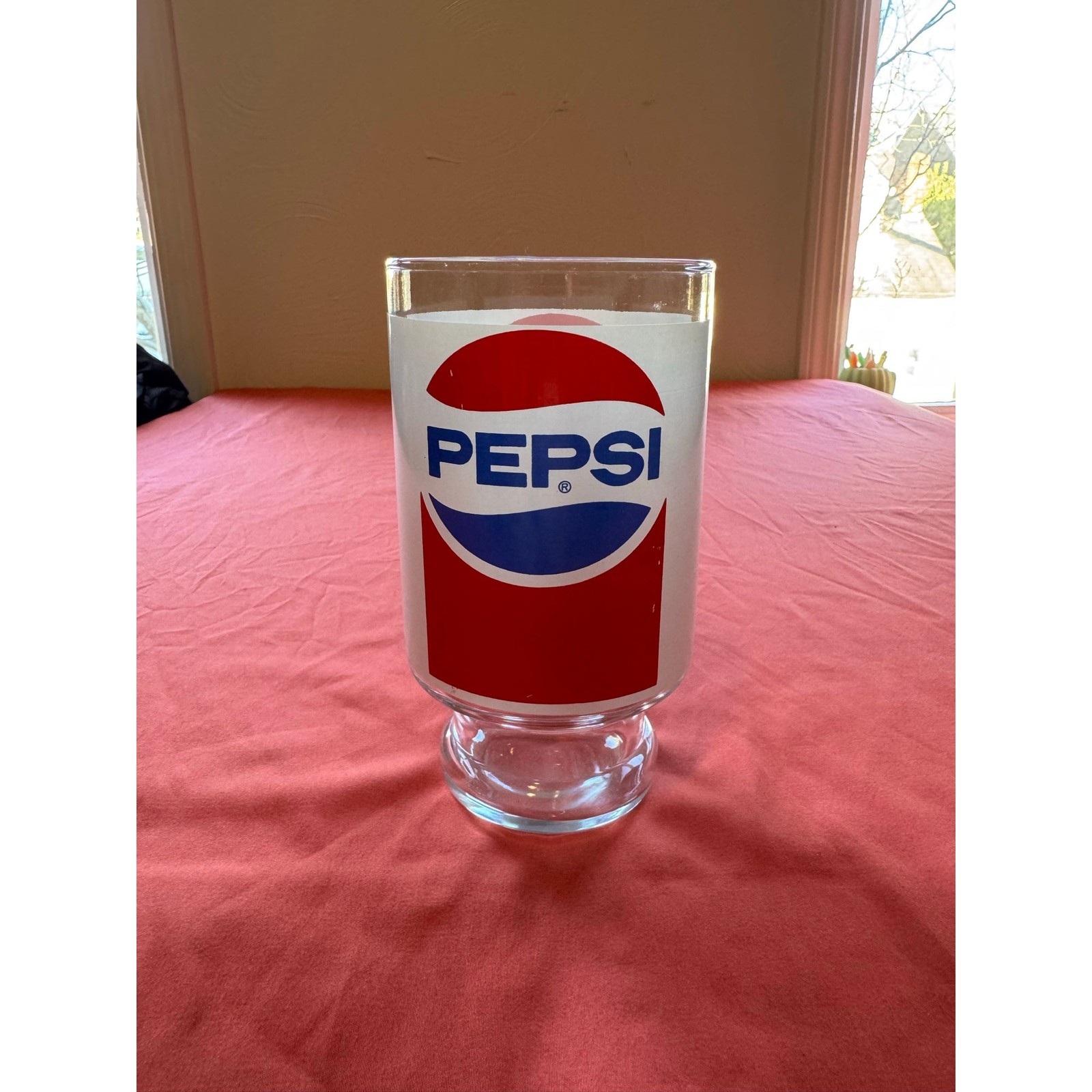 Vintage 1970s Pepsi Pepsi-Cola Jumbo 32oz Pedestal Glass 7
