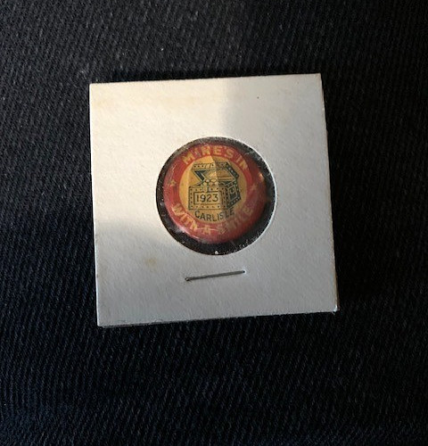 Vintage 1923 Carlisle PA “Mine's in with a Smile” Treasure Chest Celluloid Pin Vintage 1923 Carlisle PA “Mine's in with a Smile” Treasure Chest Celluloid Pin