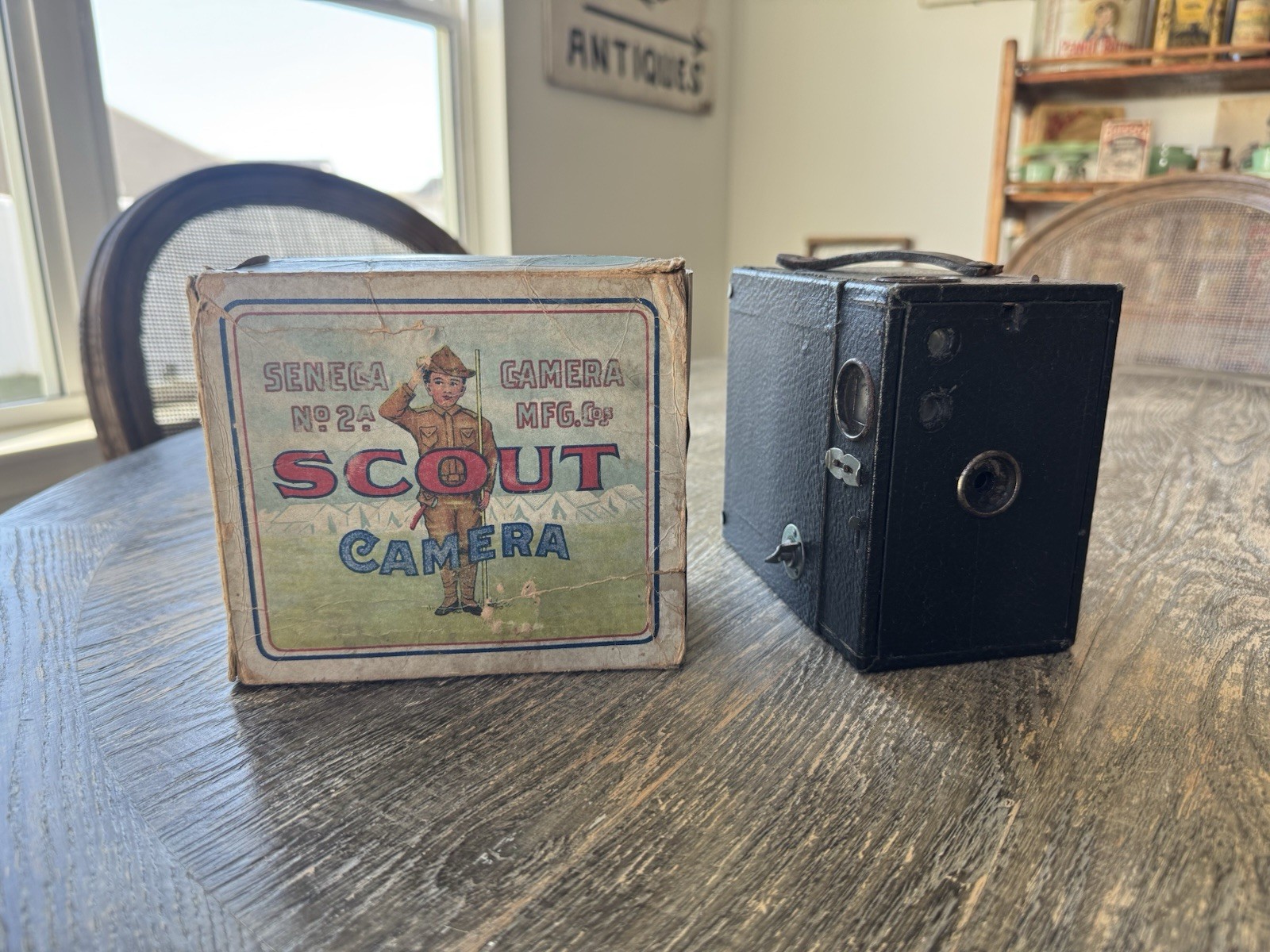 Antique 1920’s Seneca Boy Scout Camera W/ Original Box Vintage Camping Hiking