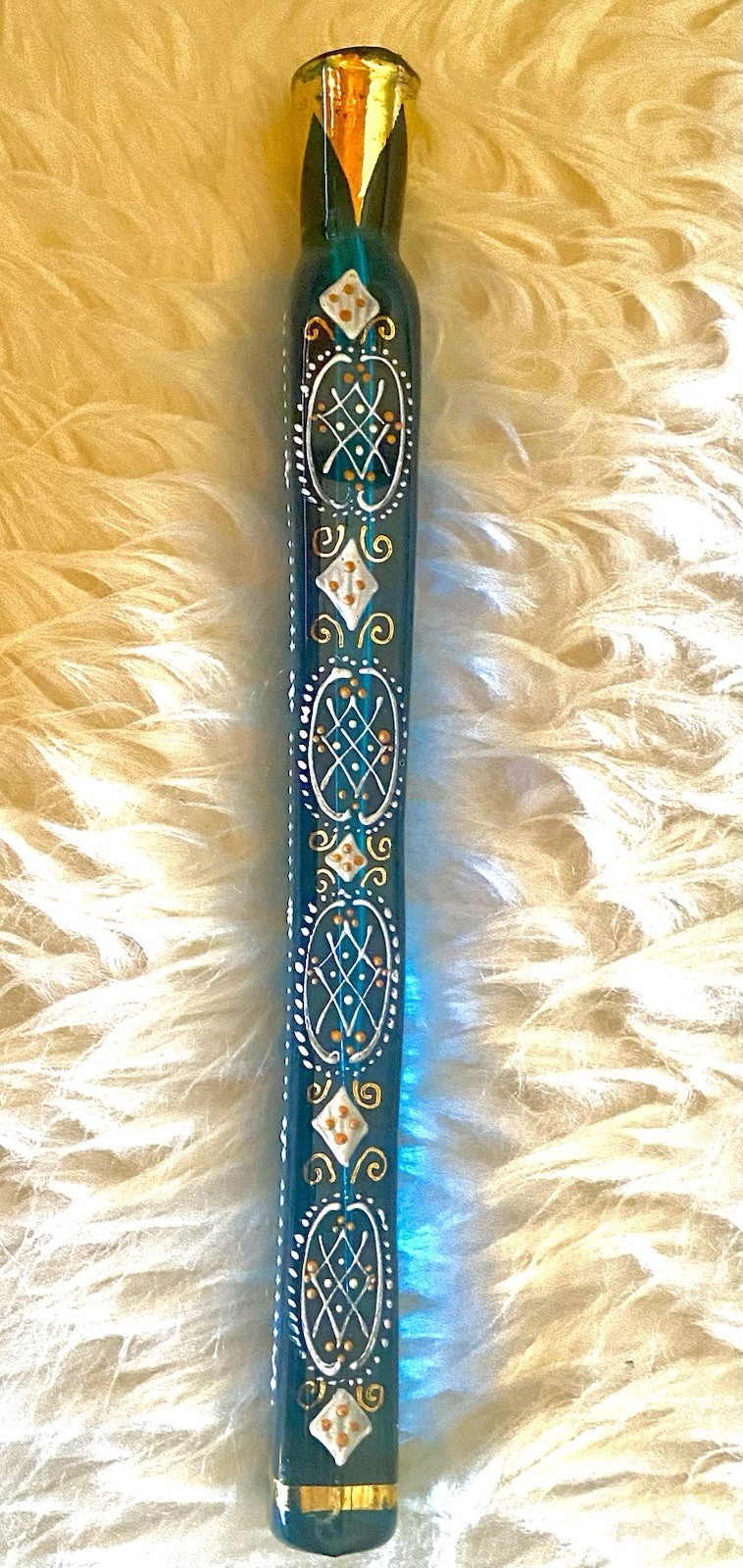 Turquoise Blue Antique Bohemian Lachrymatory Tear Catcher Perfume Bottle