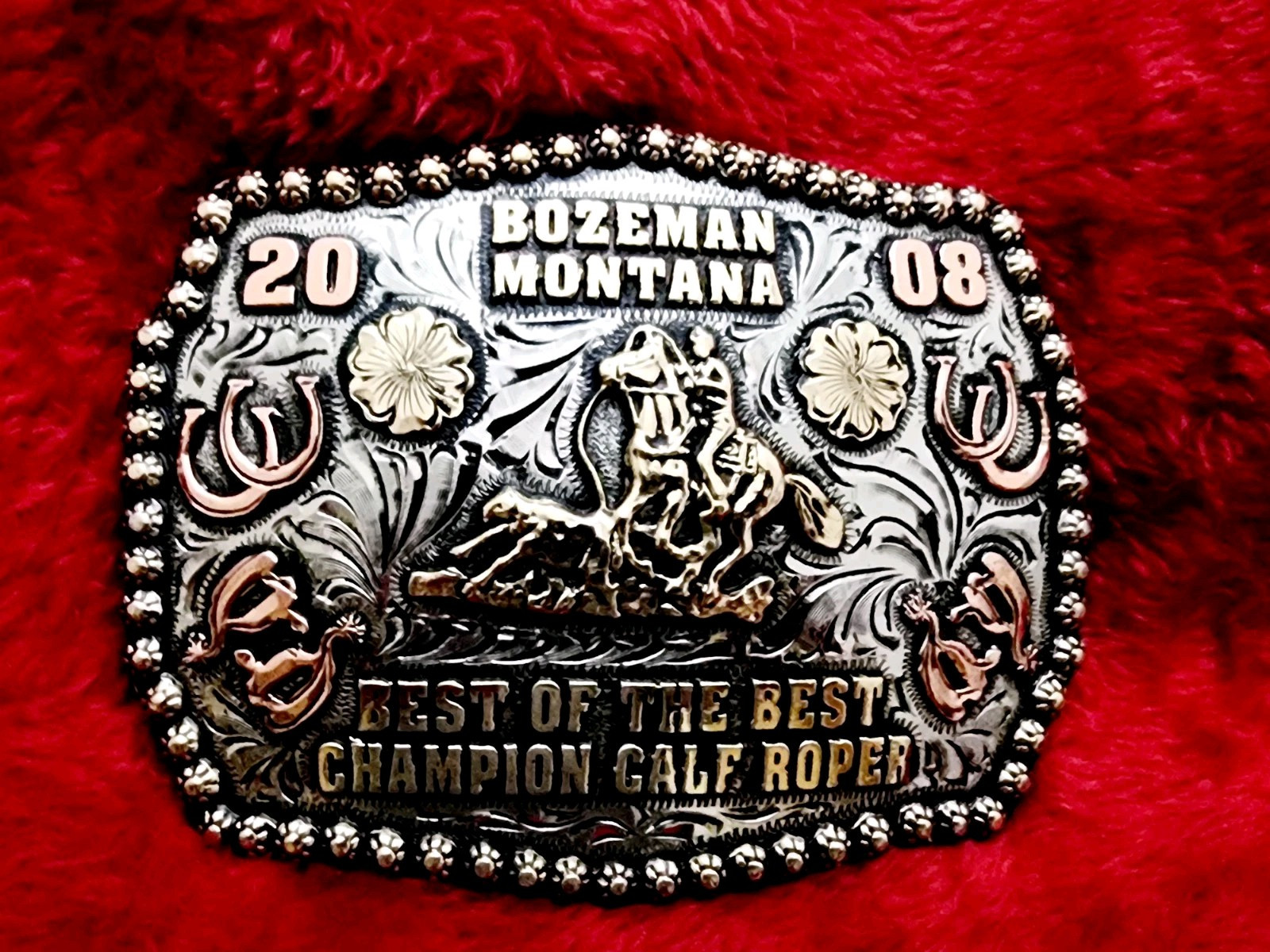Rodeo Trophy Buckle Championship☆Bozeman Montana☆Calf Roper☆2008☆RARE☆574