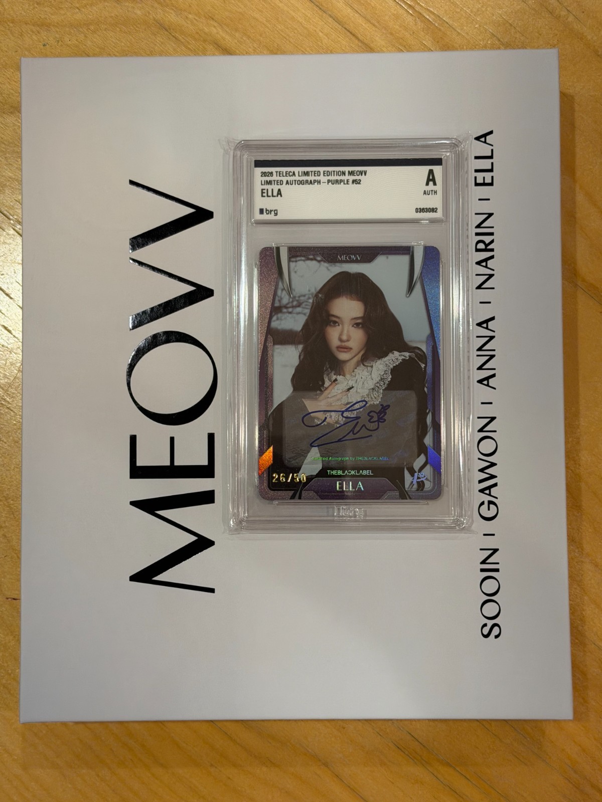 2026 Teleca Limited Edition Meovv Ella Autograph Purple BRG Authentic 2026 Teleca Limited Edition Meovv Ella Autograph Purple BRG Authentic