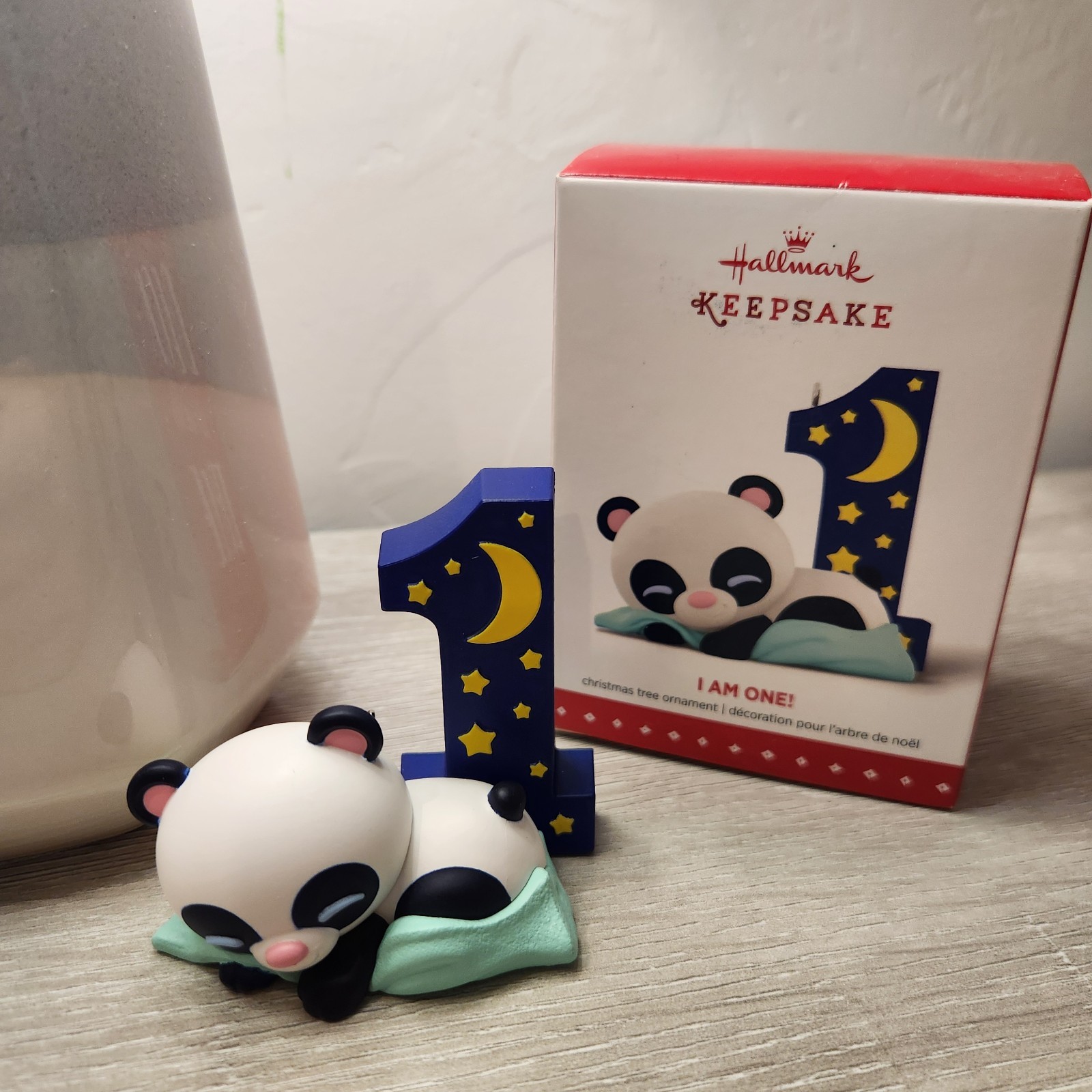 2015 Hallmark Keepsake I Am One Baby Panda Bear 1st Birthday Ornament QGO1457