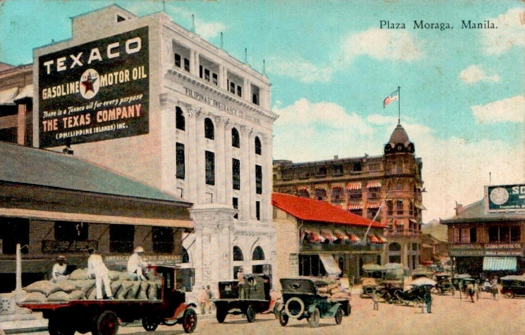 Postcard Plaza Moraga Manila Philippines Texaco Advertising Street View DVB 26