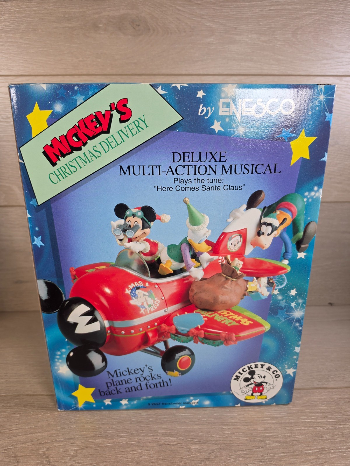 Enesco Mickey\'s Christmas Delivery Deluxe Multi-Action Airplane Musical Figurine
