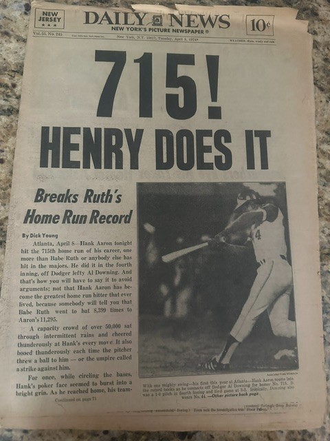 NY Daily News Hank Aaron hits 714/5