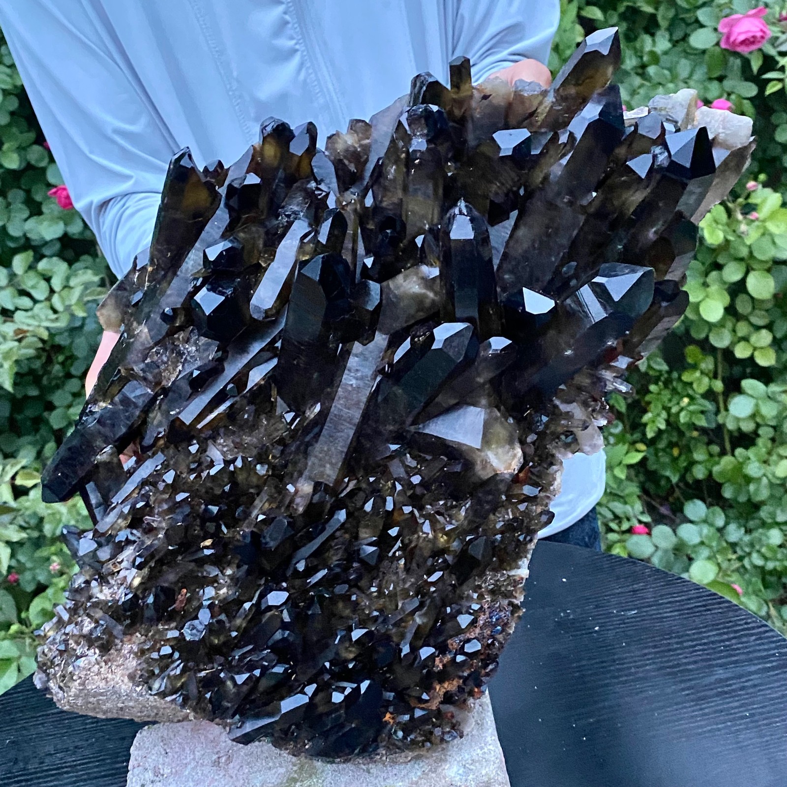 40LB Large natural smoky black quartz cluster crystal raw specimen healing