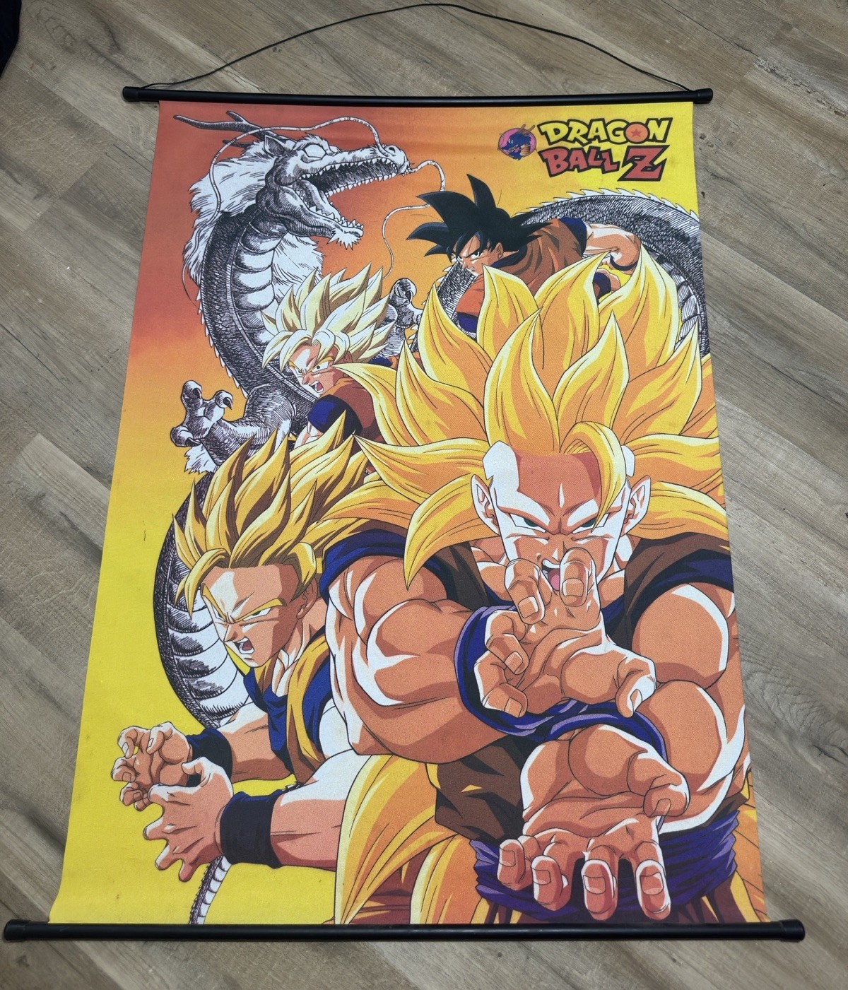 Vintage 1998 Dragon Ball Z Wall Hanging Scroll Poster Super Saiyan 3 Goku Dragon