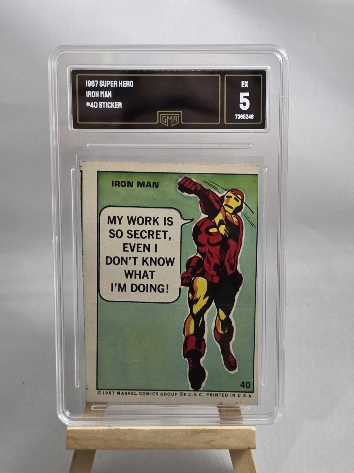 Vintage 1967 Philadelphia Gum Marvel Comic Super Hero Sticker Iron Man #40
