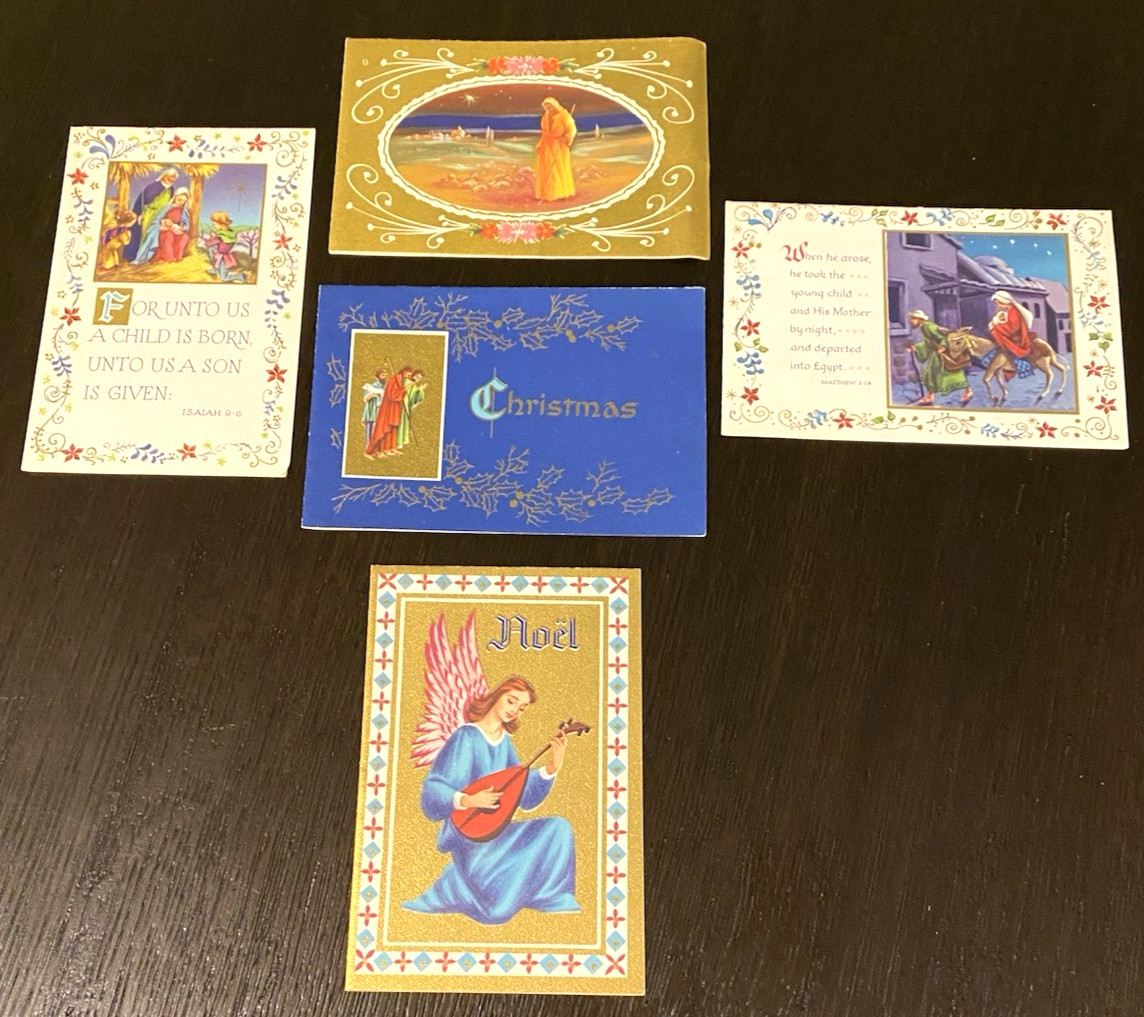 1970\'s Christian Christmas Cards Lot of 5 Norcross 4 Unsigned Shephards Mary Vtg