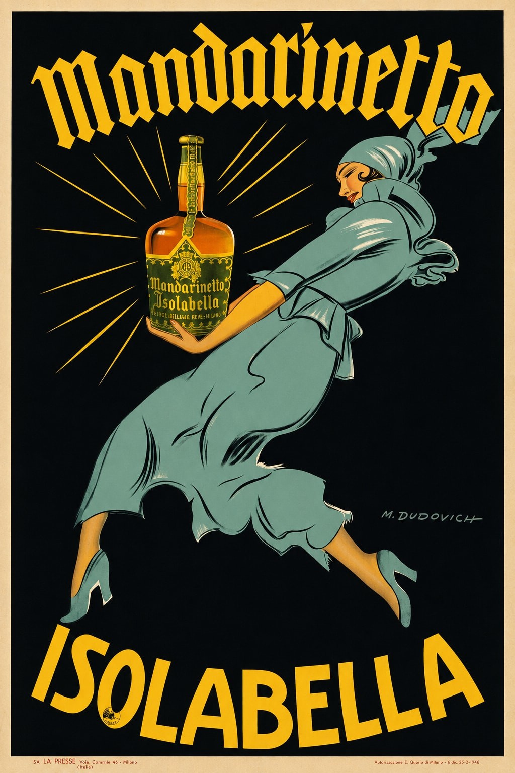 Mandarinetto Isolabella Vintage Ad Poster - 1930's Italian Art - 16x24” Premium Mandarinetto Isolabella Vintage Ad Poster - 1930's Italian Art - 16x24” Premium