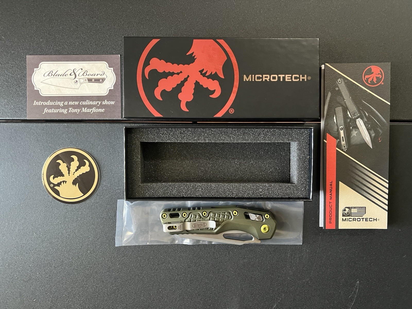 Microtech MSI RAM-LOK Folding ~ Distressed Grenade ~ Stonewash M390 & Green Frag Microtech MSI RAM-LOK Folding ~ Distressed Grenade ~ Stonewash M390 & Green Frag