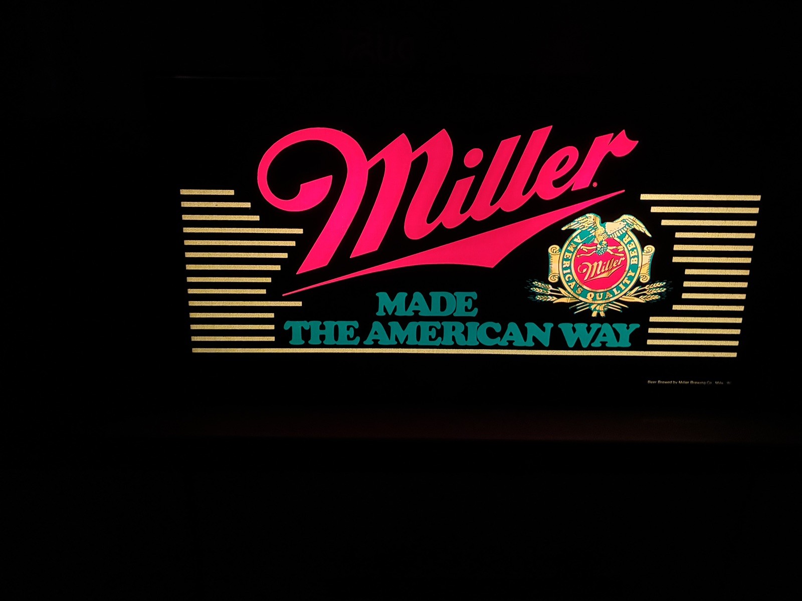 Vintage Miller Beer Lighted Sign - Made the American Way - 1985