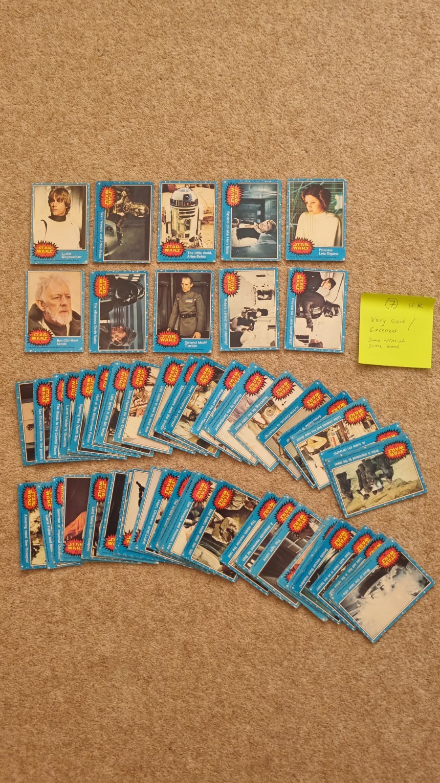 STAR WARS VINTAGE TOPPS 1977 UK Blue Cards  Full Set Excellent