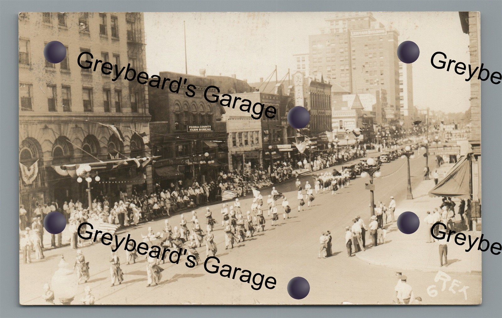 RPPC Parade in Downtown PEORIA IL Illinois Vintage Real Photo Postcard