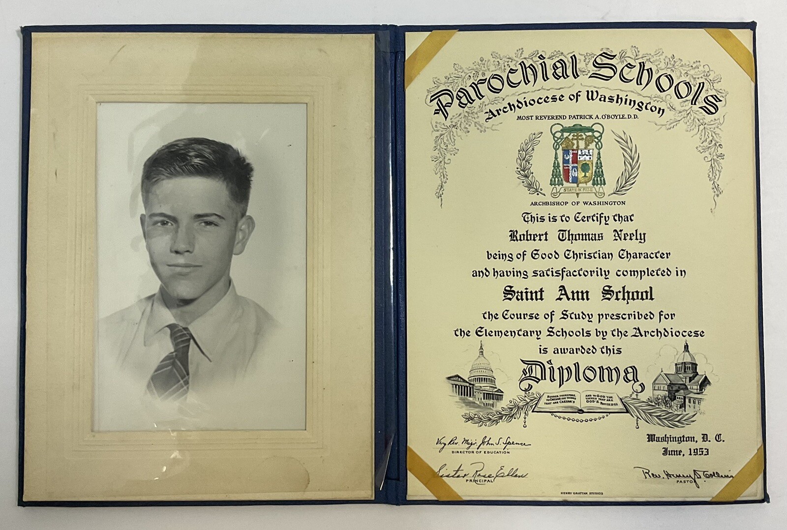 1953 Saint Ann School Parochial Schools Archdiocese of Washington DC Diploma 1953 Saint Ann School Parochial Schools Archdiocese of Washington DC Diploma