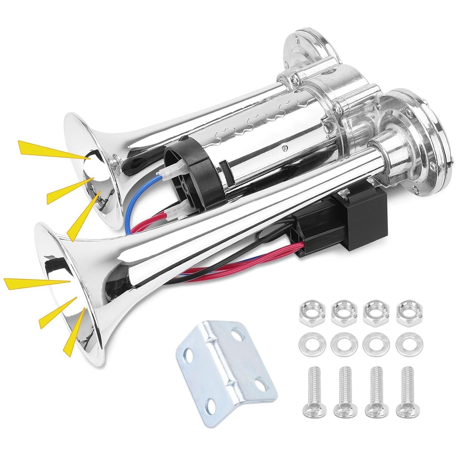 12V 600DB Upgraded Air Horn Dual Trumpets, Super Loud Train Horn 12V 600DB Upgraded Air Horn Dual Trumpets, Super Loud Train Horn
