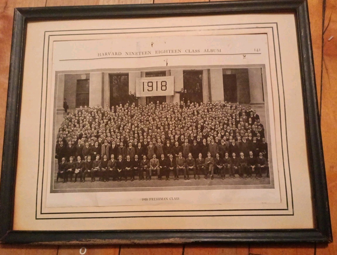 Vintage 1918 Harvard University Freshman Class Photo Framed Ivy League History