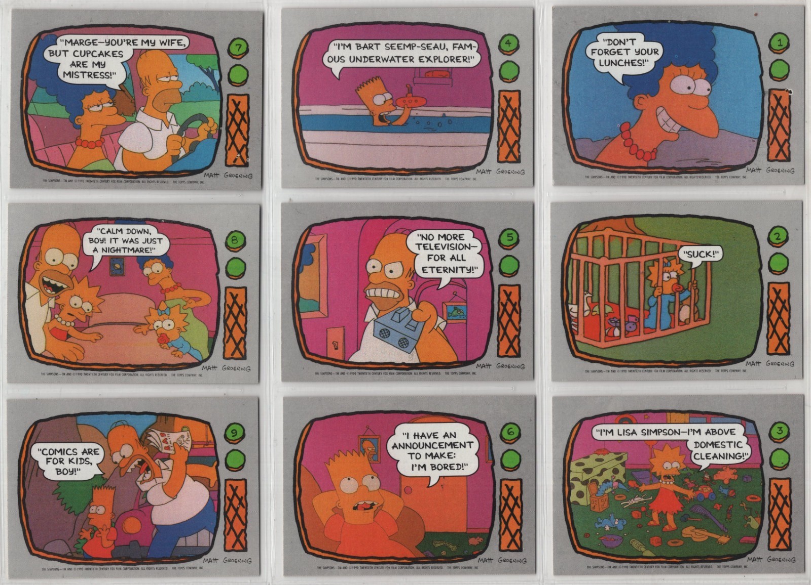 1990 TOPPS THE SIMPSONS - A COMPLETE SET 88 CARDS+ 22 STICKERS w/ WRAPPERS