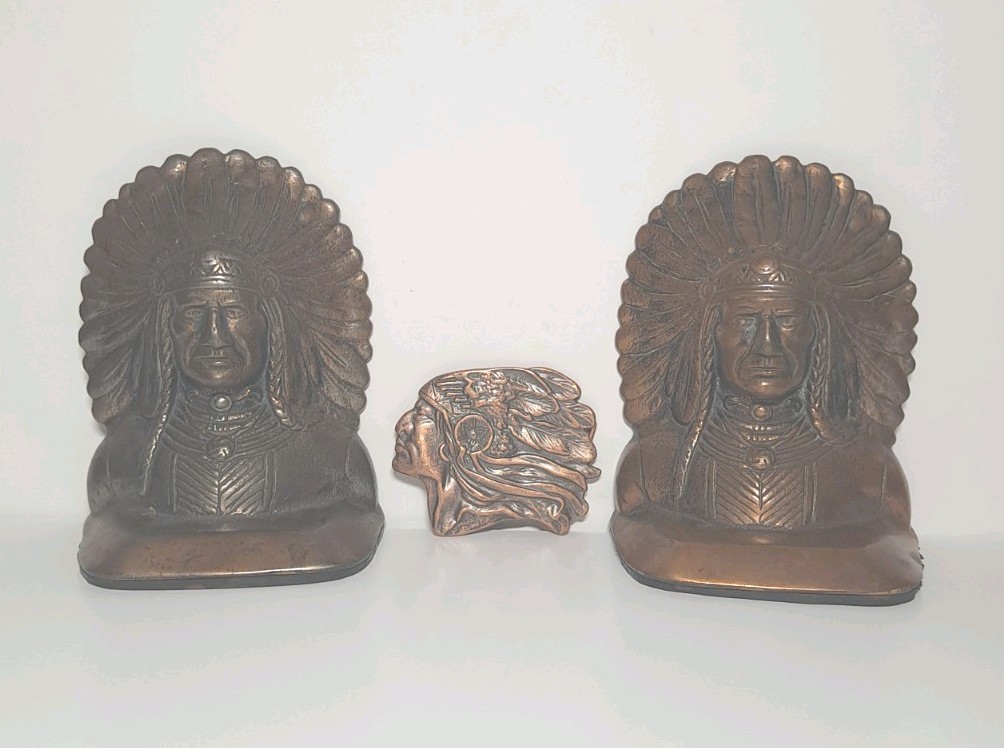 Vintage Bronze Native American Indian Chief 6\