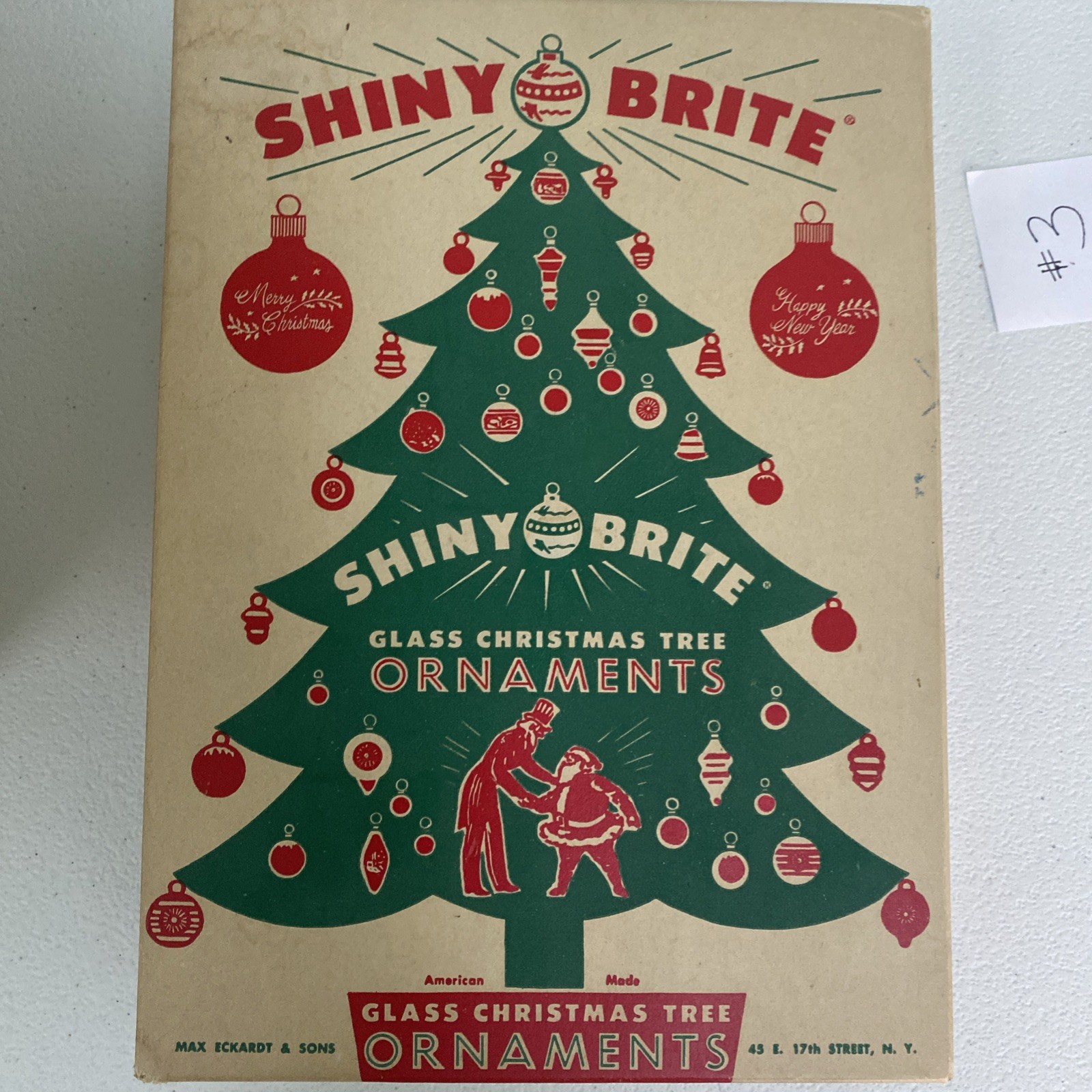 Vintage EMPTY BOX Shiny Brite Glass Christmas Tree Ornament Display Santa MCM Vintage EMPTY BOX Shiny Brite Glass Christmas Tree Ornament Display Santa MCM