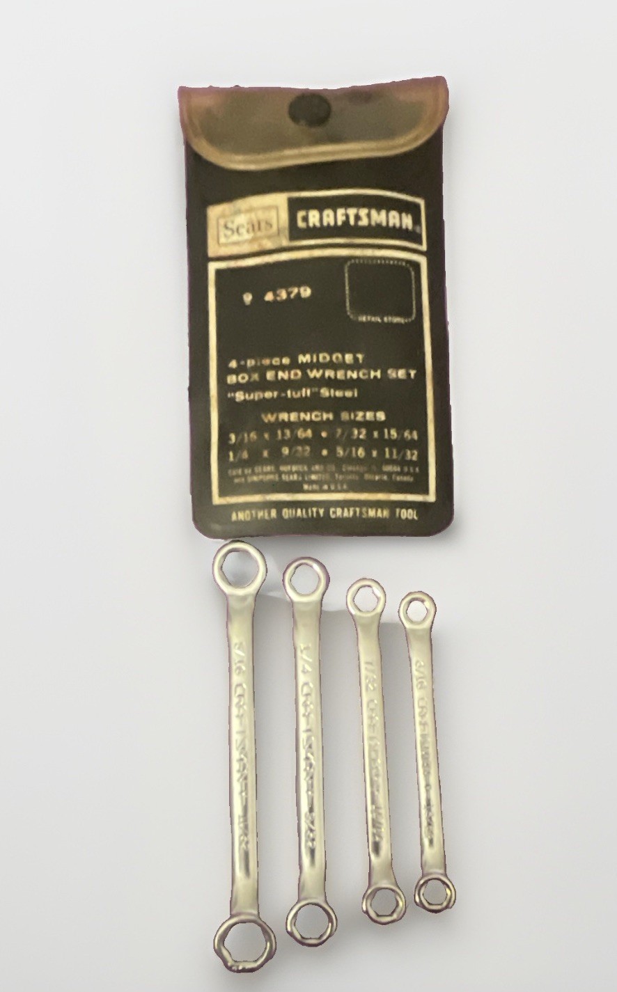 Vintage Craftsman 4379 4-Pc Midget Box End Wrench Set SAE USA w/Pouch Vintage Craftsman 4379 4-Pc Midget Box End Wrench Set SAE USA w/Pouch