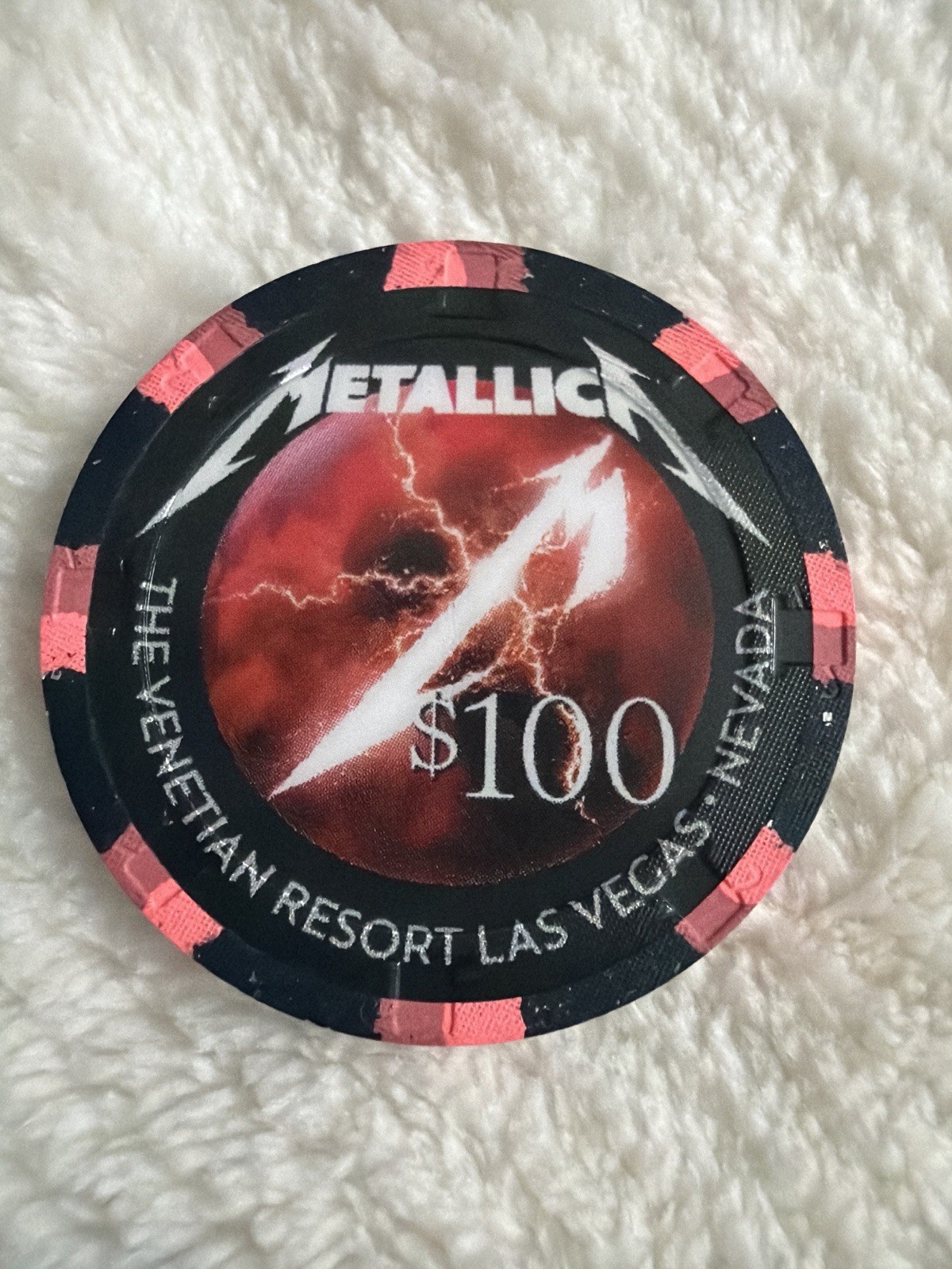 METALLICA SPHERE VENETIAN $100 CASINO CHIP NEW REAL RARE AUTHENTIC CONCERT