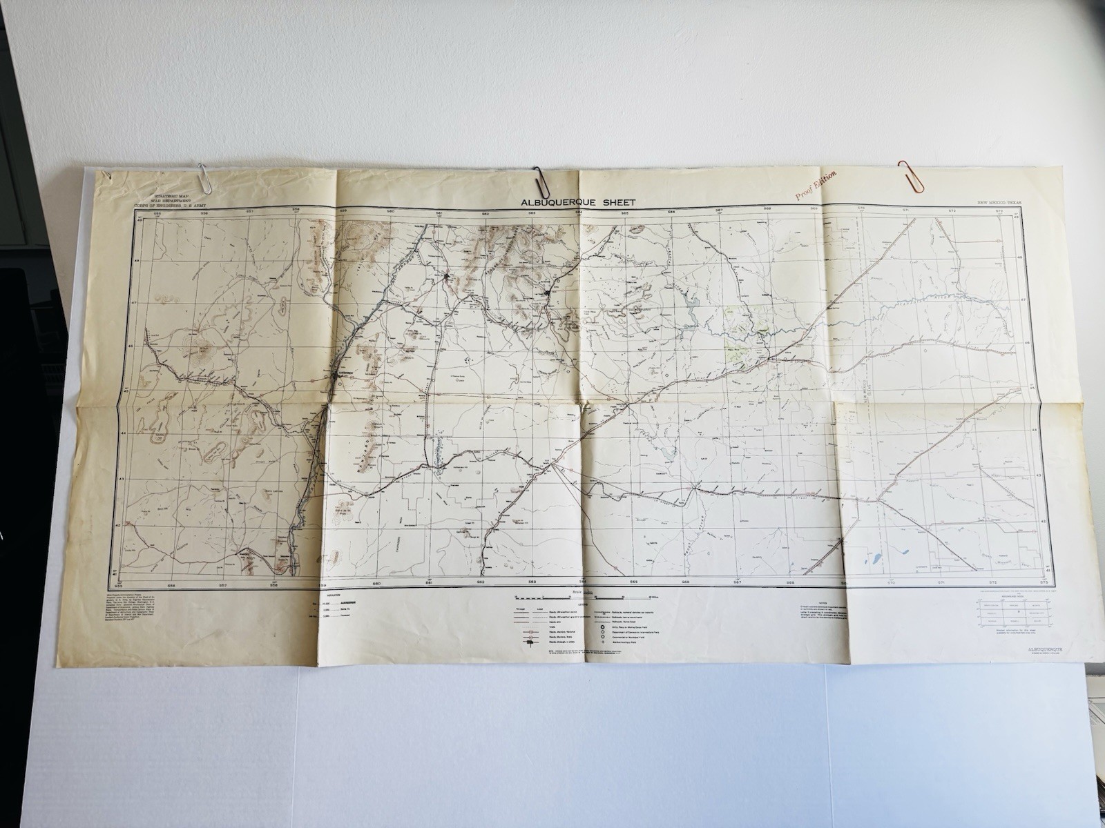 Vintage 1940s Albuquerque Sheet New Mexico Topographic Map Proof Edition 42x24 Vintage 1940s Albuquerque Sheet New Mexico Topographic Map Proof Edition 42x24