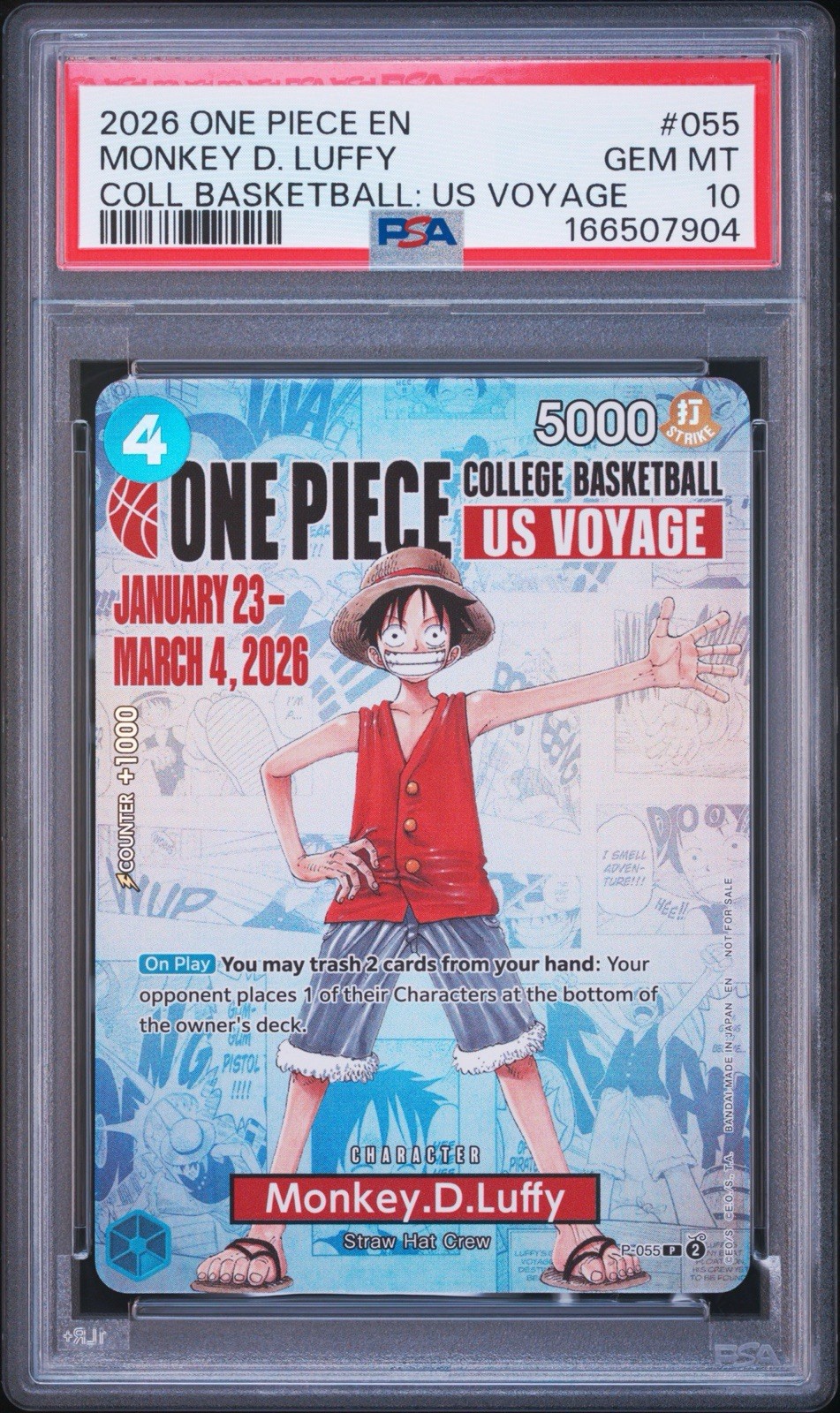 One Piece Card Game Monkey D. Luffy US Voyage #055 PSA 10