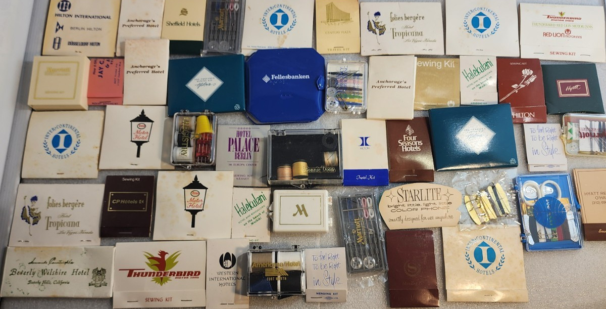 Mini Vintage Hotel Motel Matchbook Sewing Kits, Thread, Pins & Needles Lot Of 45 Mini Vintage Hotel Motel Matchbook Sewing Kits, Thread, Pins & Needles Lot Of 45