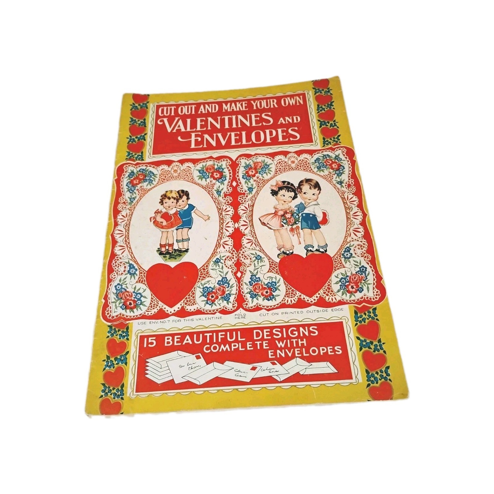 Vintage Unused 1920s Valentines Envelopes Book To Cut Out & Make Up 15 Designs