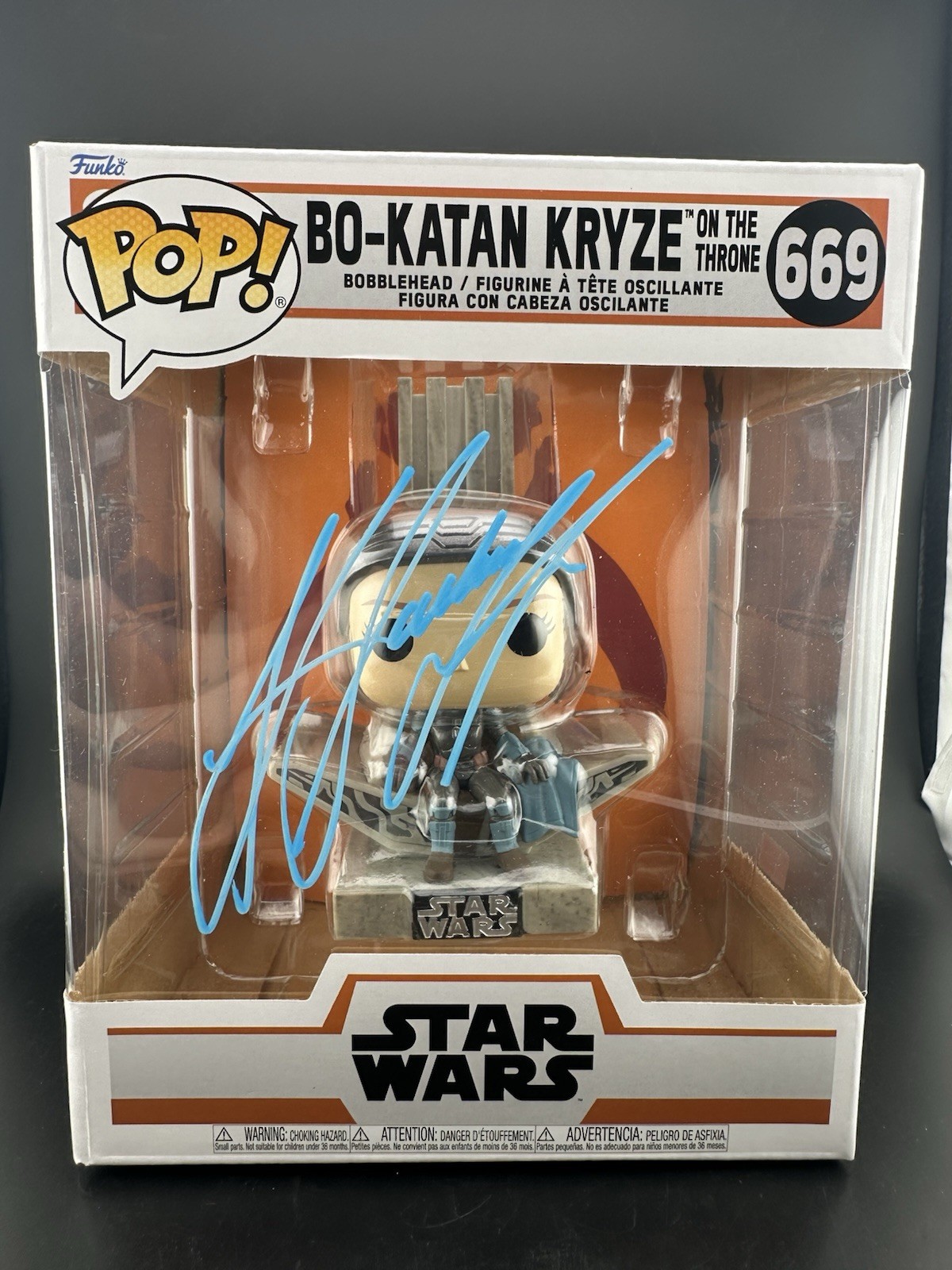 Bo-Katan On Throne Funko Pop Signed Katee Sackhoff Pop #669 Celebrity Authentics