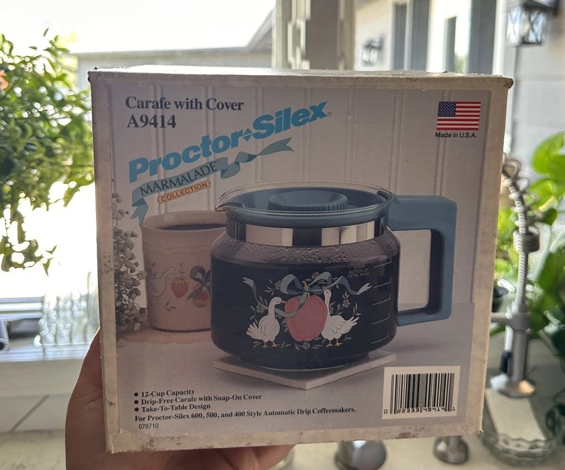 NIB Vintage proctor silex marmalade goose geese coffee maker machine pot 