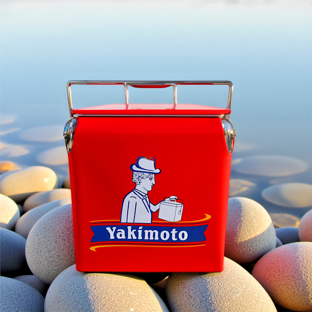 Yakimoto Vintage Metal Cooler 13L/14QT - Rust-Proof, Ideal for Tailgating & BBQs
