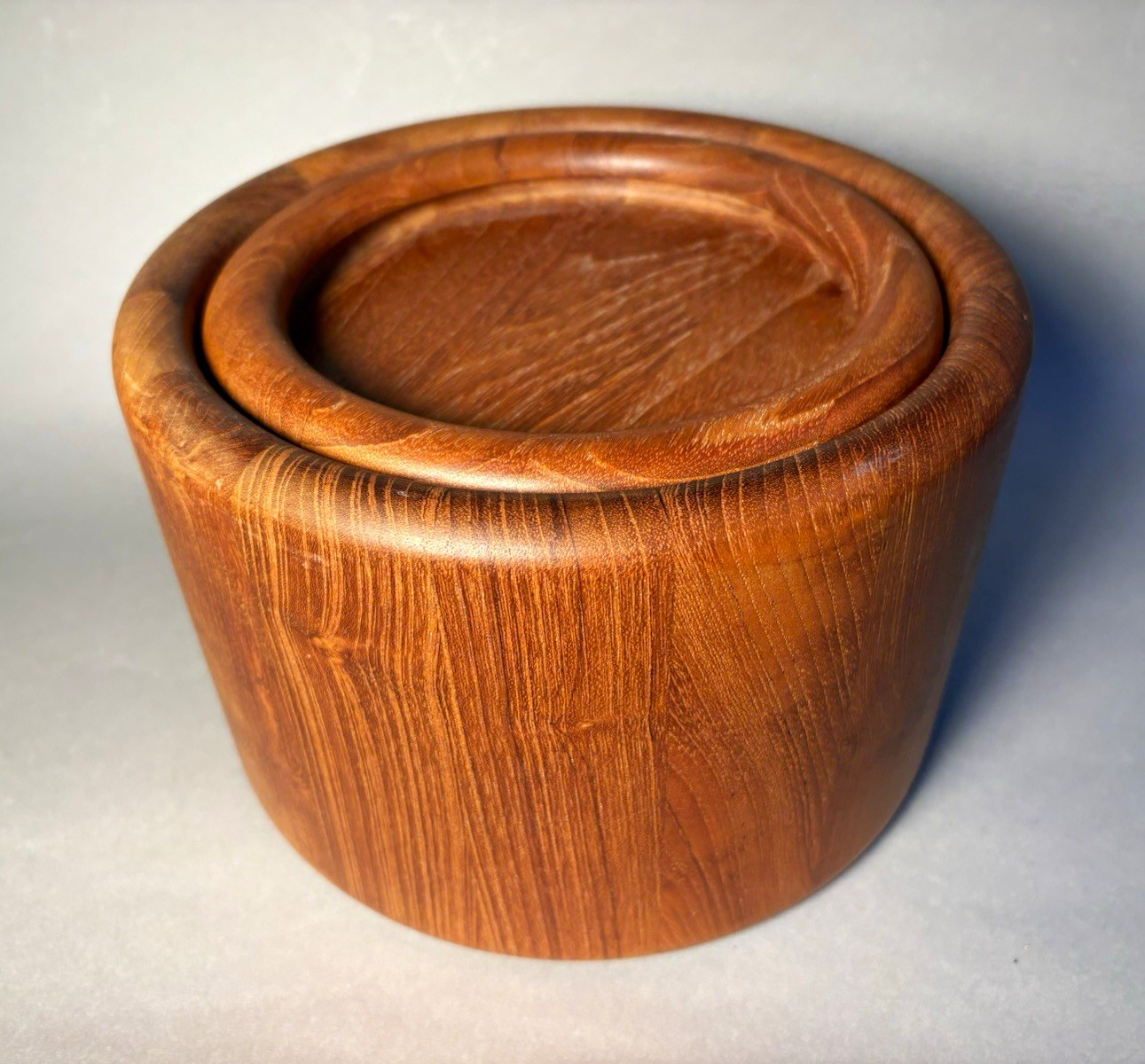 Vintage Nissen Denmark Teak Ice Bucket Danish Modern MCM 1960s w/ Lid & Liner