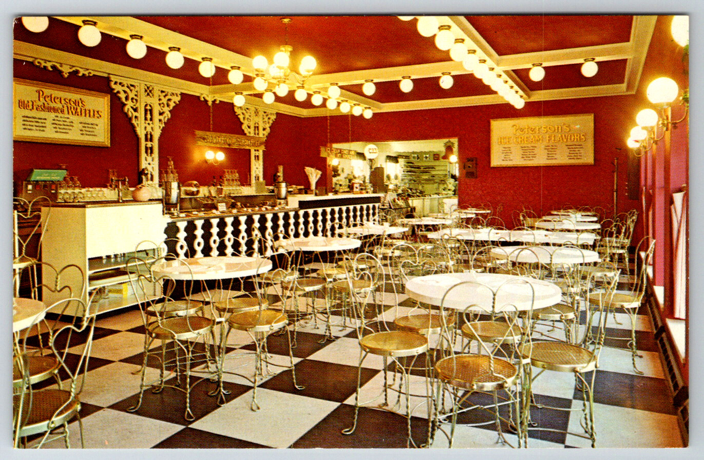 c1960s Peterson\'s Gay Nineties Ice Cream Parlor Wilmington DE Vintage Postcard